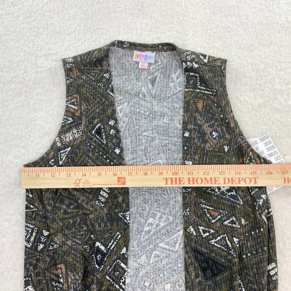 LuLaRoe Joy Longline Vest Geometric Print Side Slits Sleeveless Size XS - Picture 5 of 7
